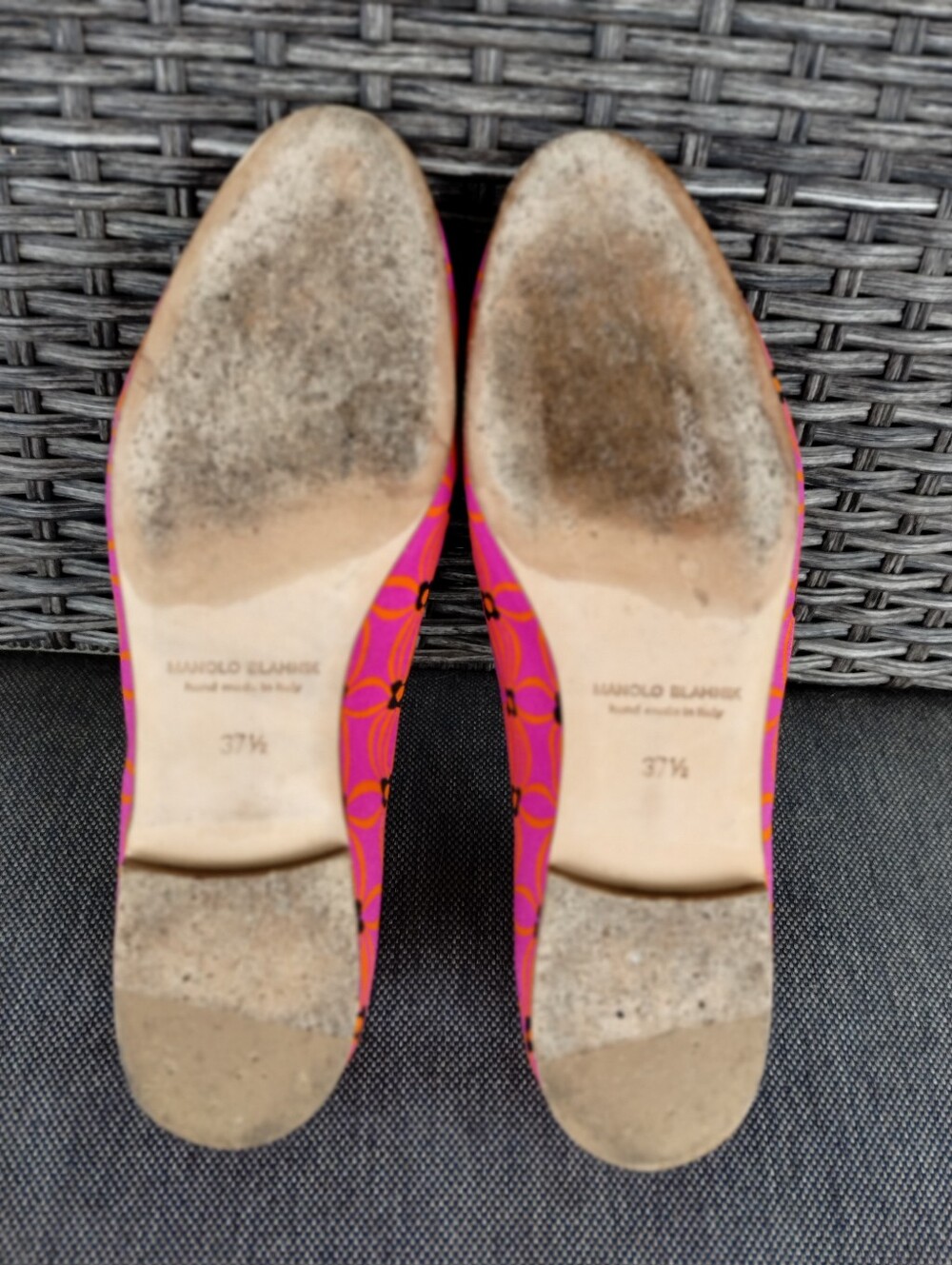 Manolo Blahnik Veralli Floral Ballet Flats Women’s 37.5 Pink Orange Black Italy - Picture 11 of 12